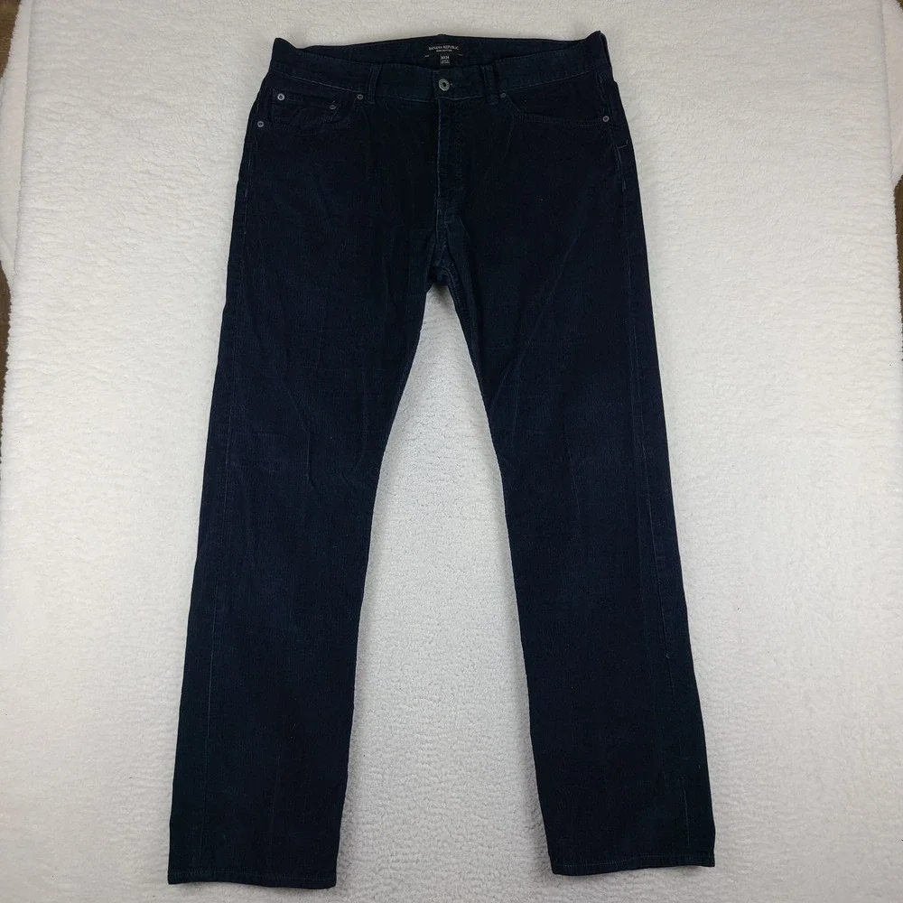 Banana Republic Corduroy Pants Mens 36x34 Blue 100% Pima Cotton‎ Straight Leg
